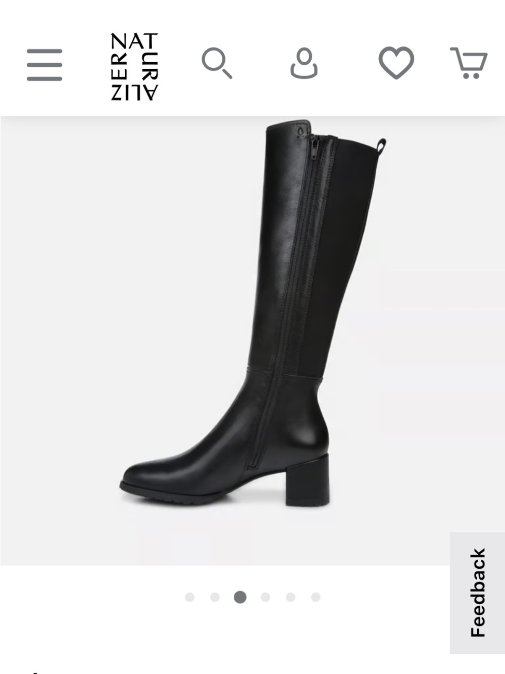Naturalizer Black Knee-High Block Heel Zip Boot
